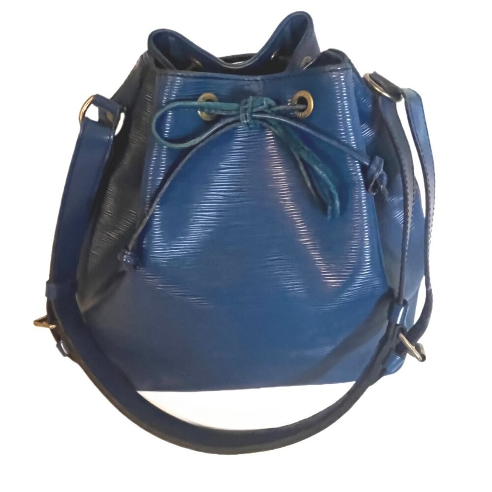 Louis Vuitton Toledo Blue Epi Noe' Leather Drawstring Bucket Shoulder Bag